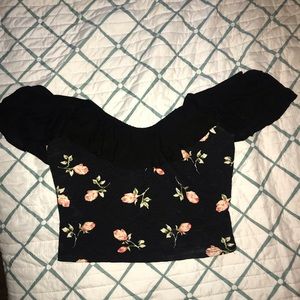 Off Shoulder Floral Crop Top